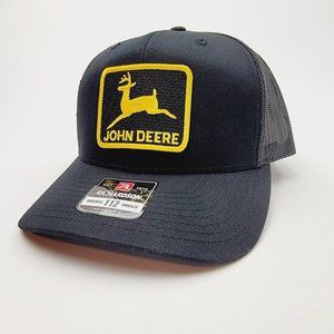 John Deere Embroidered Patch Richardson 112 Trucker Mesh Snapback Hat Cap Black